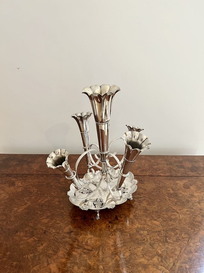 Antique Stunning quality antique Victorian silver plated five branch epergne 