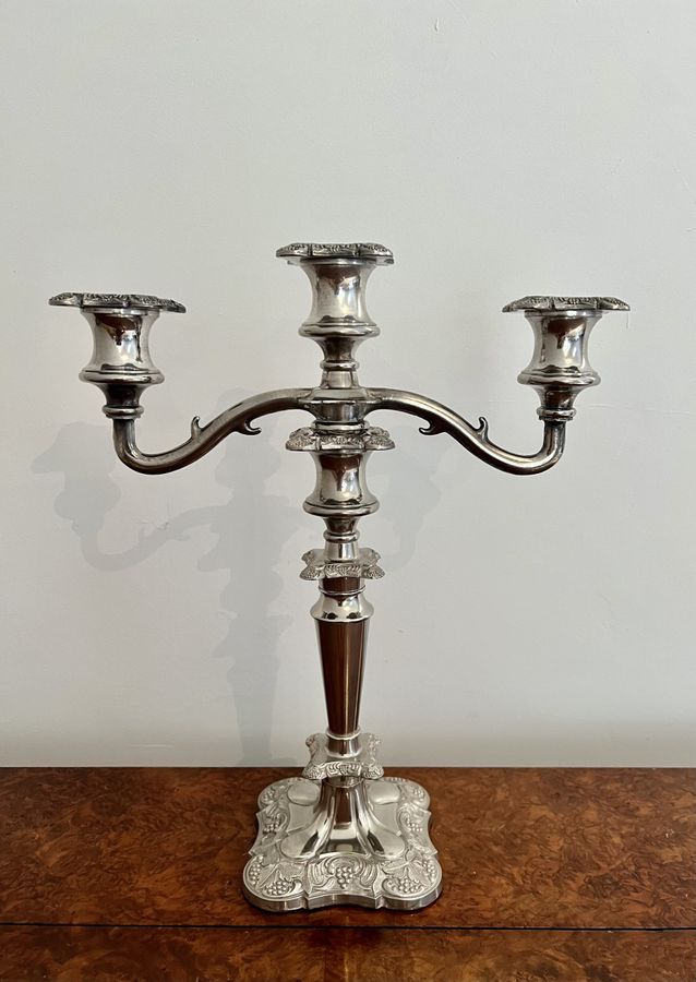 Antique Fine quality antique Edwardian ornate silver plated candelabra and candlesticks set