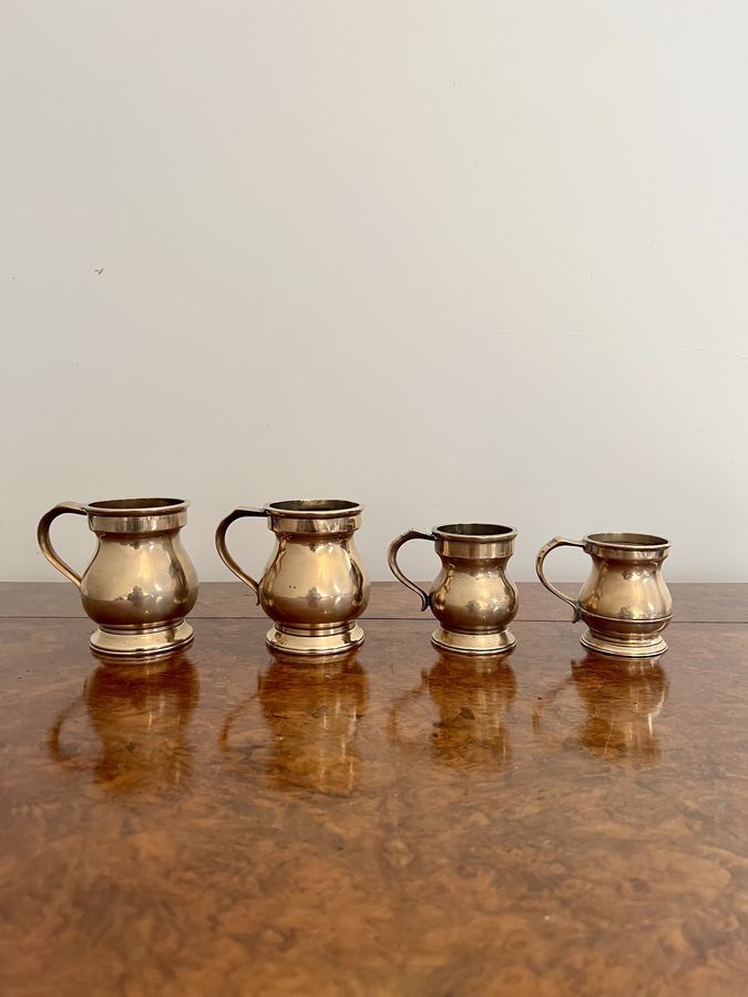 Rare set of four antique Victorian bell shaped tankards