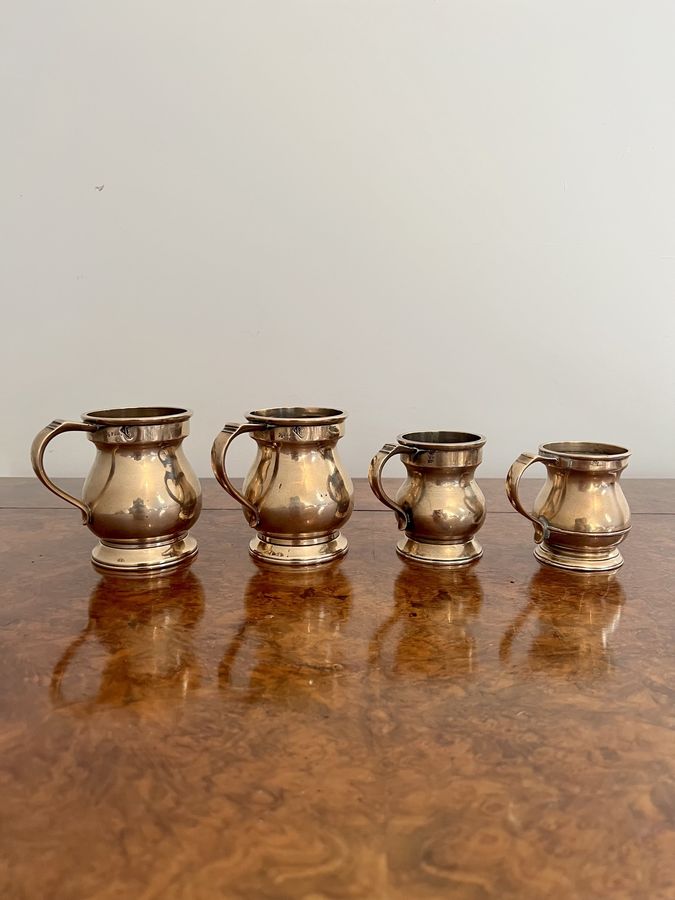 Antique Rare set of four antique Victorian bell shaped tankards 