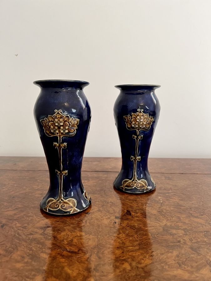 Antique Quality pair of antique Royal Doulton Art Nouveau vases 
