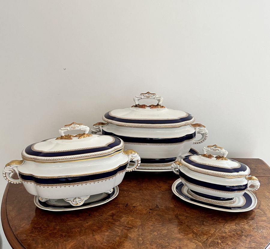 Antique Charming set of three Antique Royal Worcester tureens 