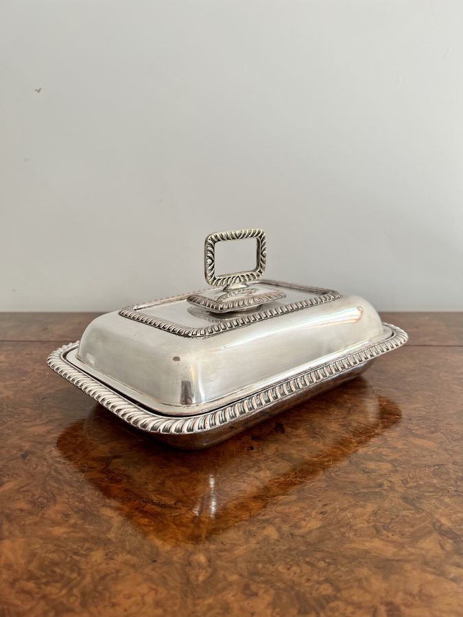 Antique Antique Edwardian quality silver plated rectangle entrée dish