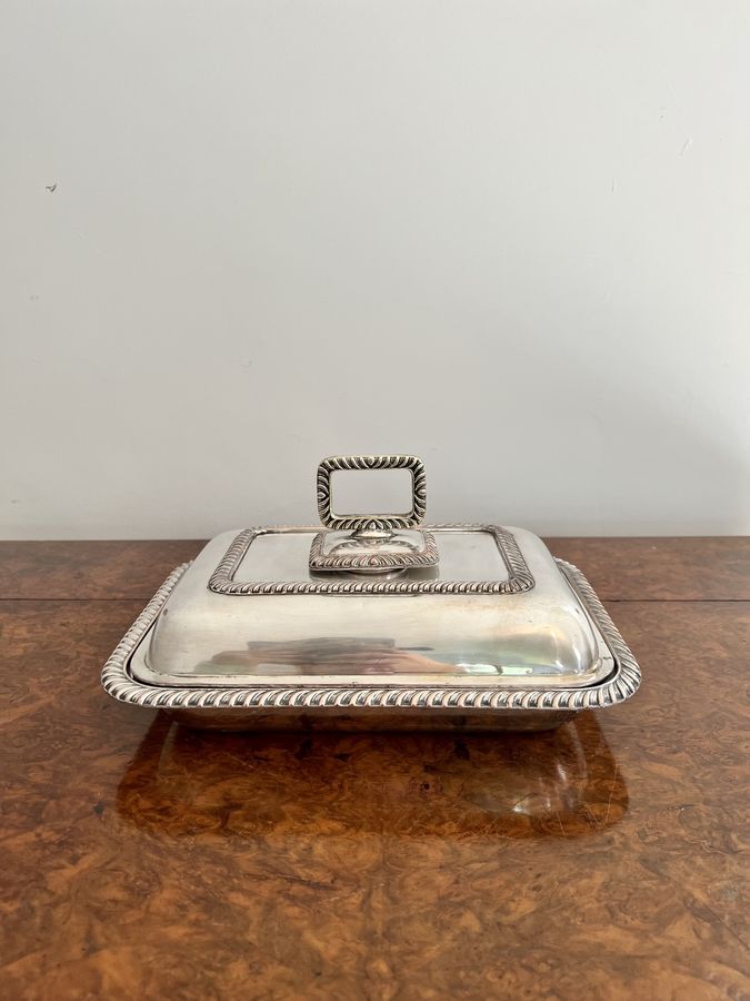 Antique Antique Edwardian quality silver plated rectangle entrée dish