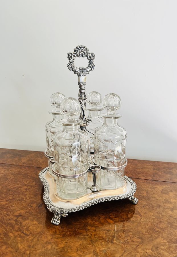 Antique Fantastic quality antique Victorian cut glass decanters & original stand 