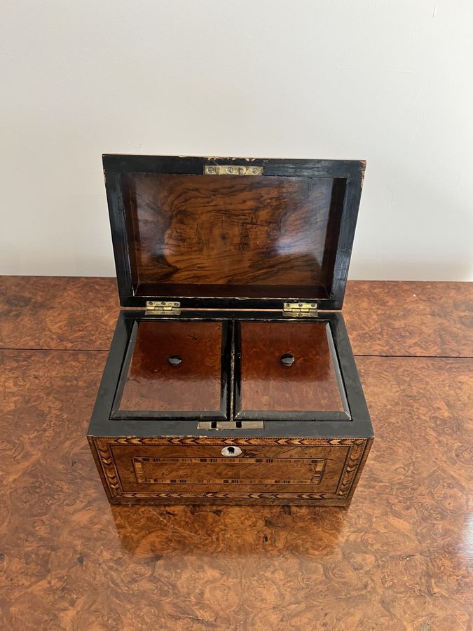 Antique Quality antique Victorian Tunbridge ware inlaid tea caddy 