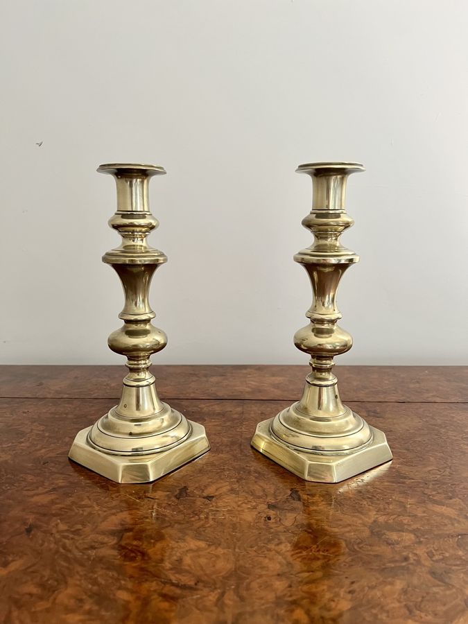 Antique Pair of antique Victorian brass candlesticks