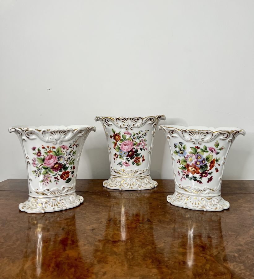 Antique Fantastic quality garniture of three 19th century French vases
