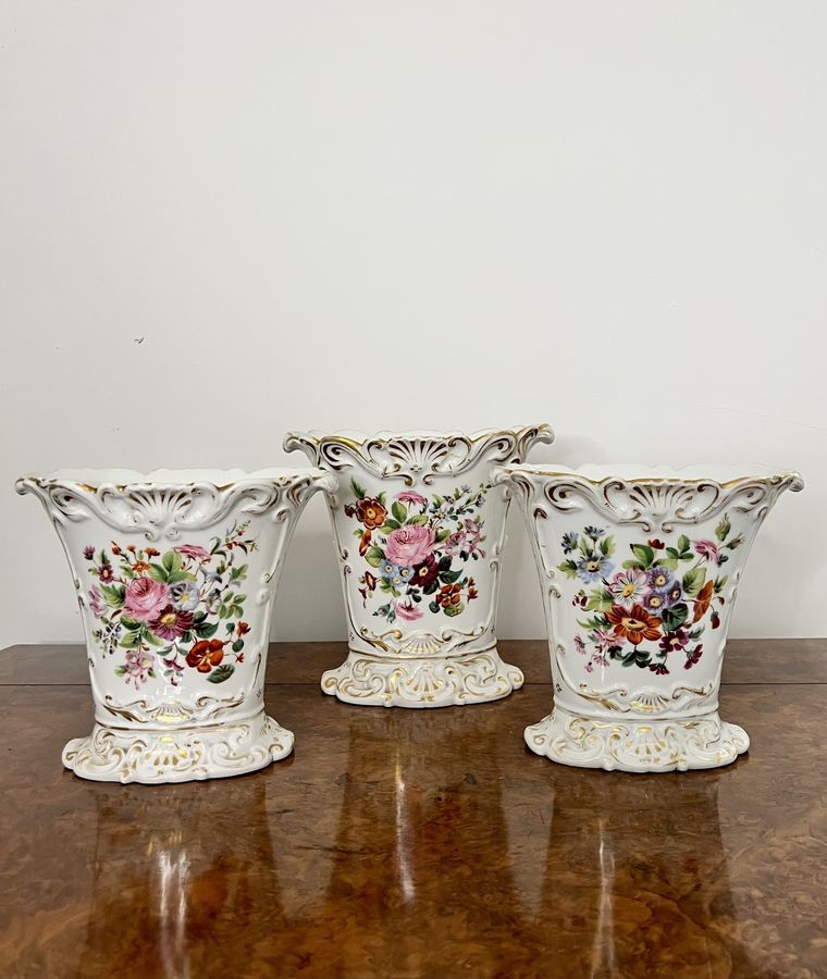 Antique Fantastic quality garniture of three 19th century French vases