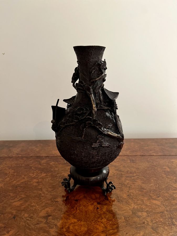 Antique Unusual quality antique Japanese bronze vase 