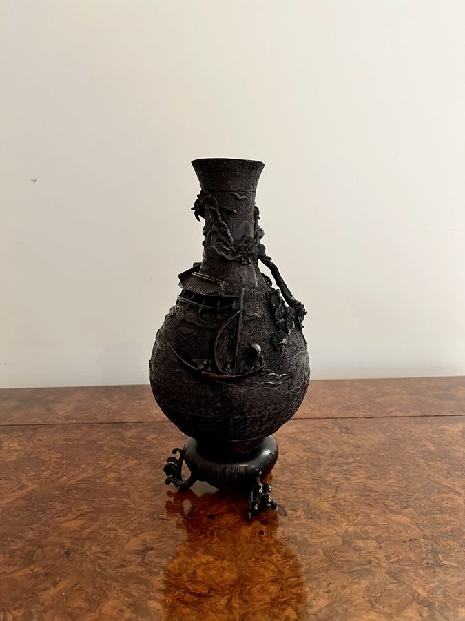 Antique Unusual quality antique Japanese bronze vase 