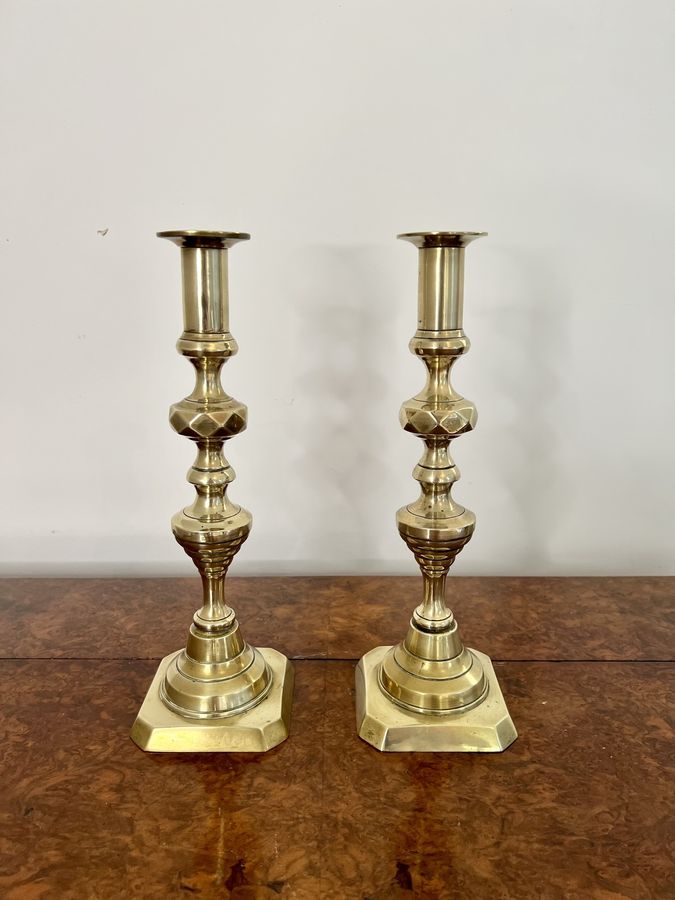 Antique Pair of antique Victorian quality brass candlesticks 