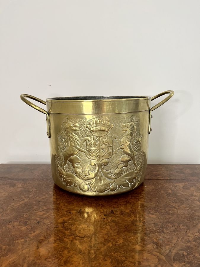 Quality antique Victorian circular brass coal bucket