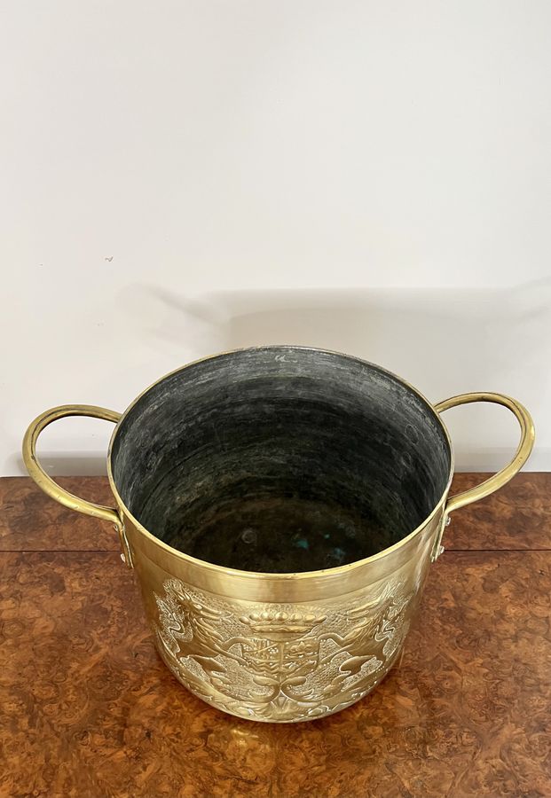 Antique Quality antique Victorian circular brass coal bucket 