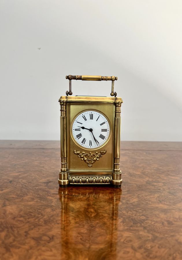 Antique Fantastic quality large antique Victorian ornate brass carriage clock 