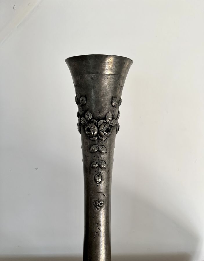 Antique Large antique 19th century French quality pewter vase 
