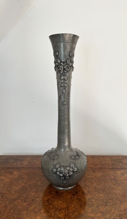 Antique Large antique 19th century French quality pewter vase 