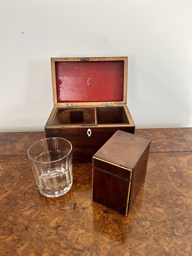 Antique Antique George III quality mahogany tea caddy 