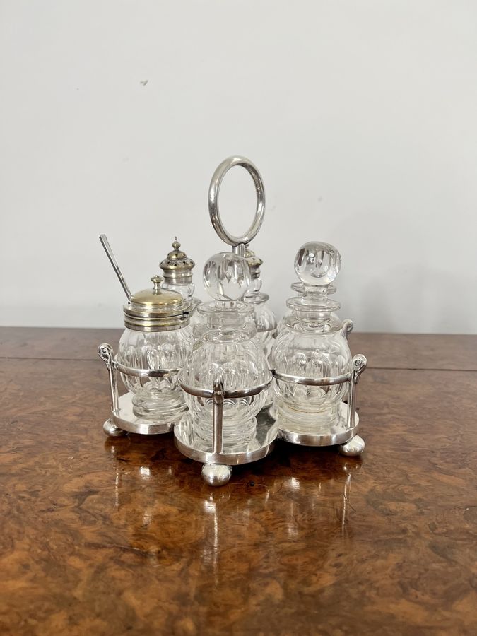 Antique Fantastic quality antique Edwardian silver plated cruet set 