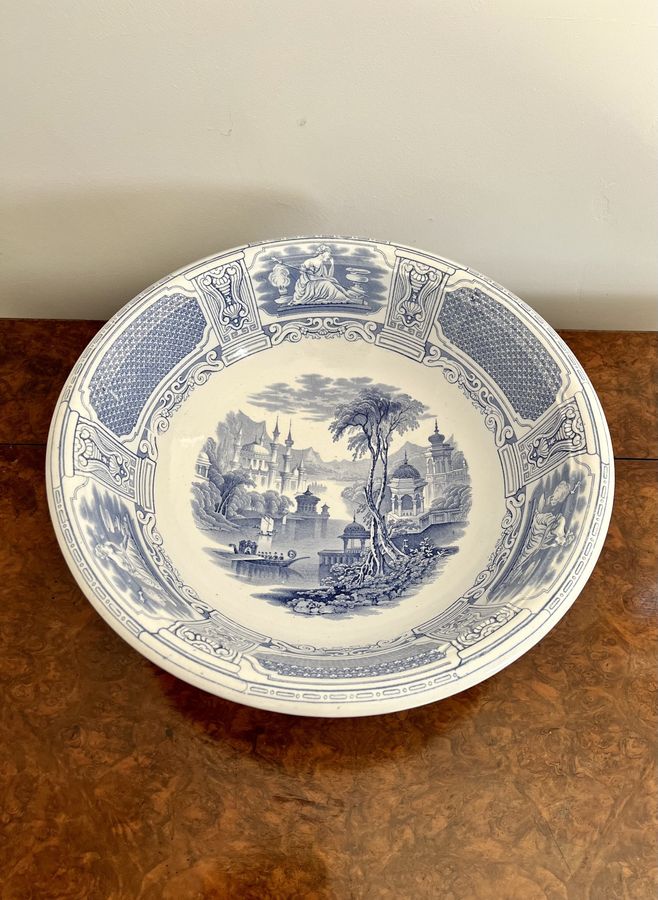 Antique Quality antique Victorian blue and white jug and bowl set 