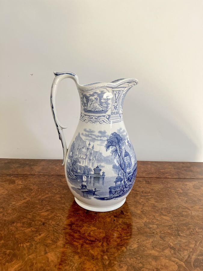 Antique Quality antique Victorian blue and white jug and bowl set 