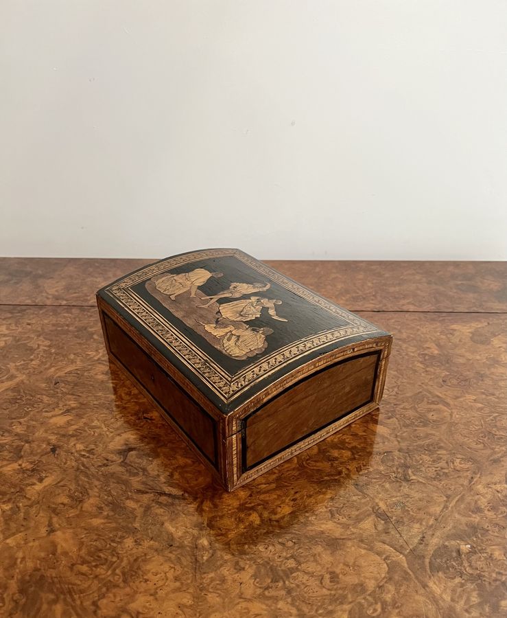 Antique Superb quality antique Victorian walnut marquetry inlaid box 