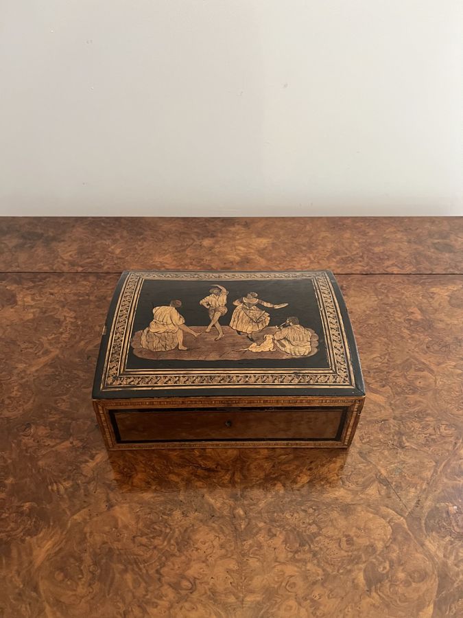 Superb quality antique Victorian walnut marquetry inlaid box