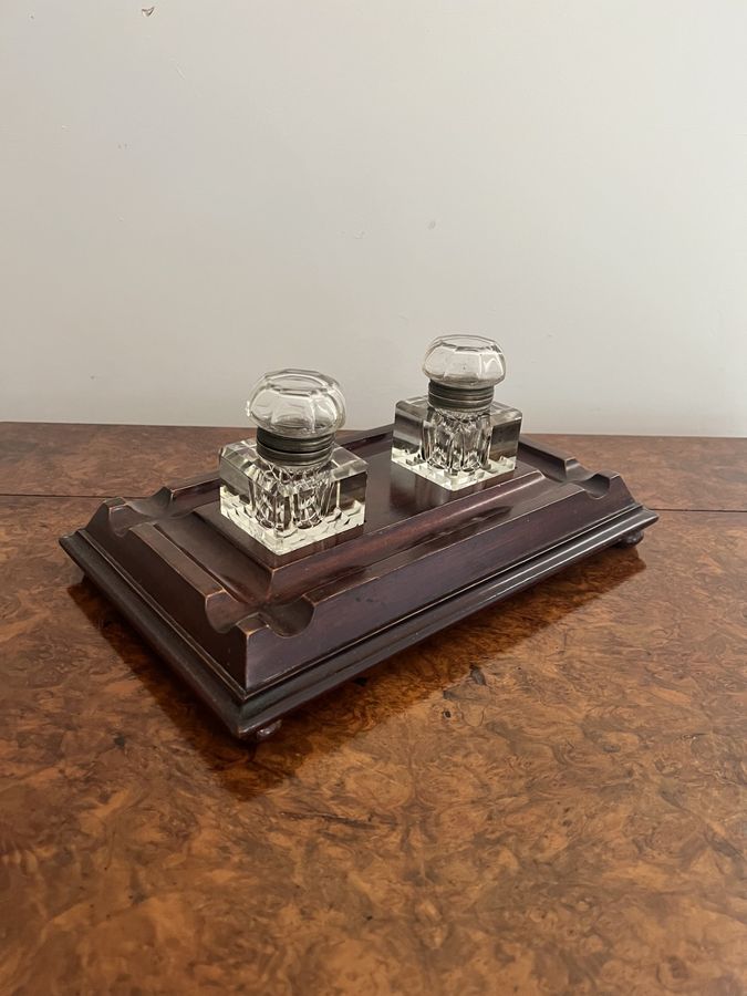 Antique Large antique Victorian quality mahogany and glass desk set 