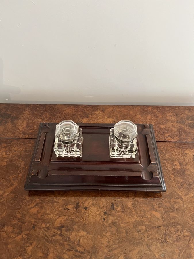 Antique Large antique Victorian quality mahogany and glass desk set 