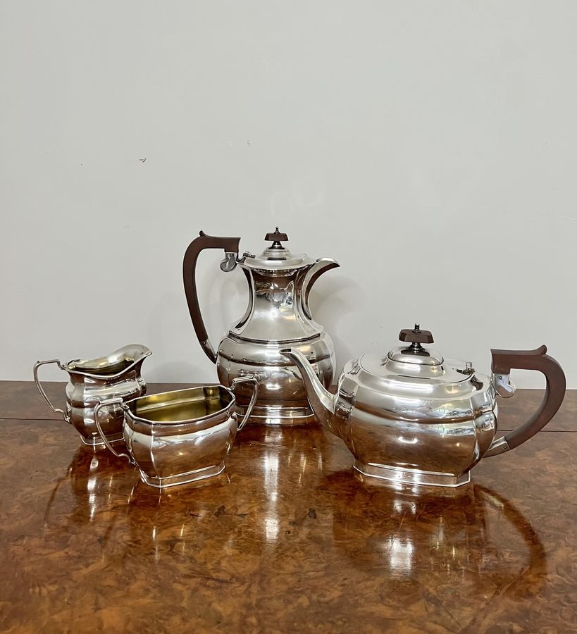 Antique Antique Edwardian quality silver plated four piece tea set