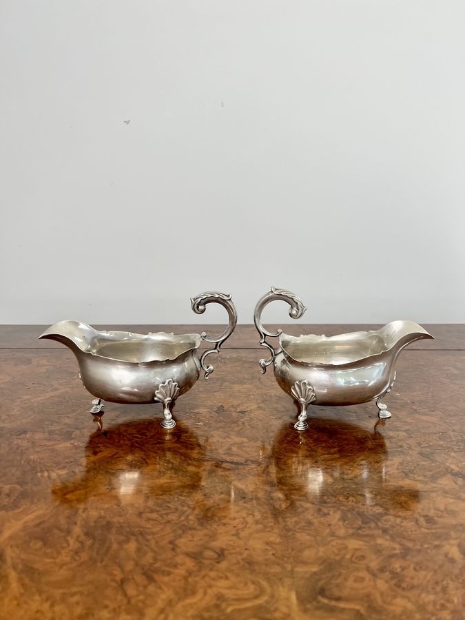 Antique Outstanding quality pair of antique George III silver sauce boats 