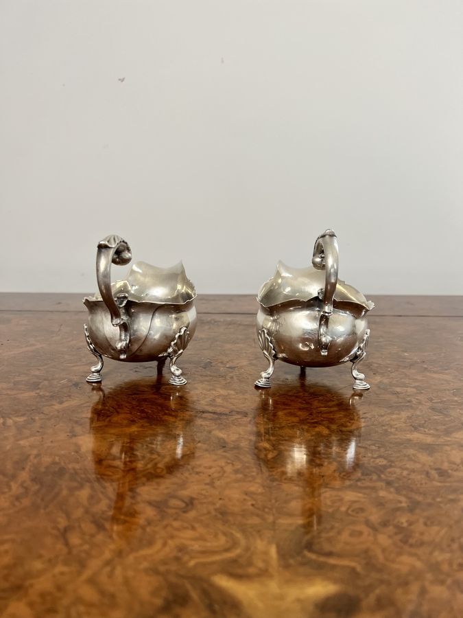 Antique Outstanding quality pair of antique George III silver sauce boats 