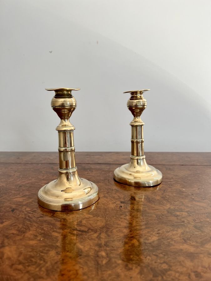 Antique Pair of antique George III quality brass candlesticks 