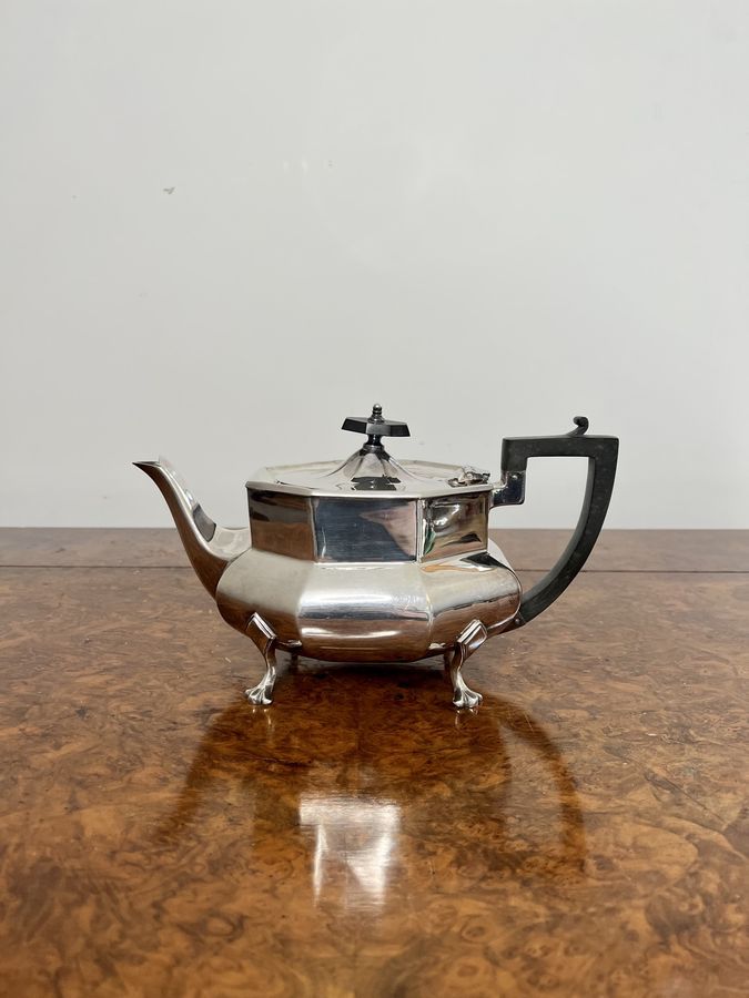 Antique Stunning quality antique Edwardian silver plated three piece tea set 