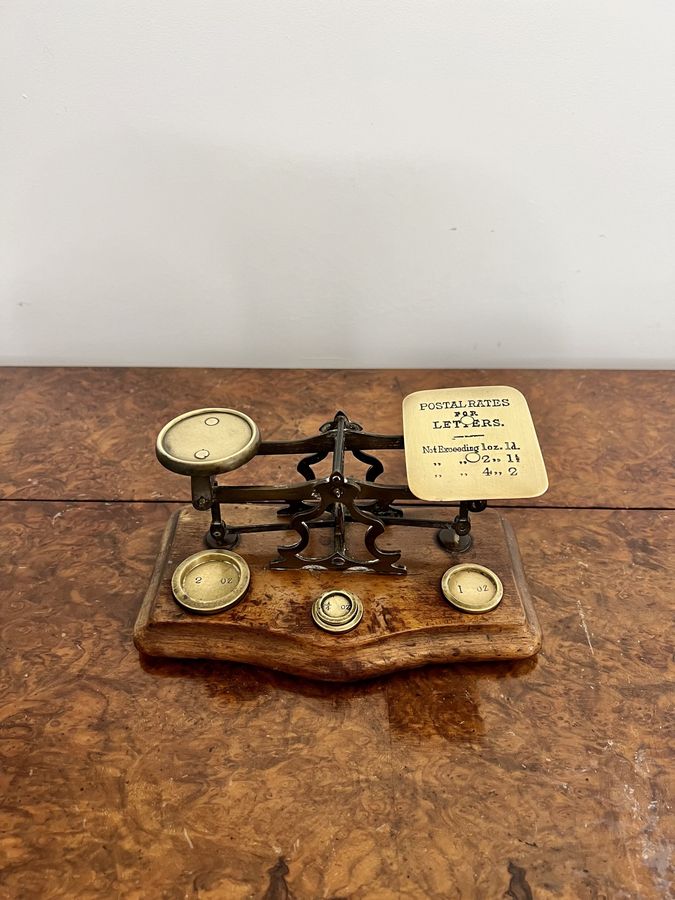 Antique Lovely set of antique Victorian quality brass postal scales 