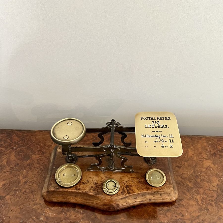 Antique Lovely set of antique Victorian quality brass postal scales 