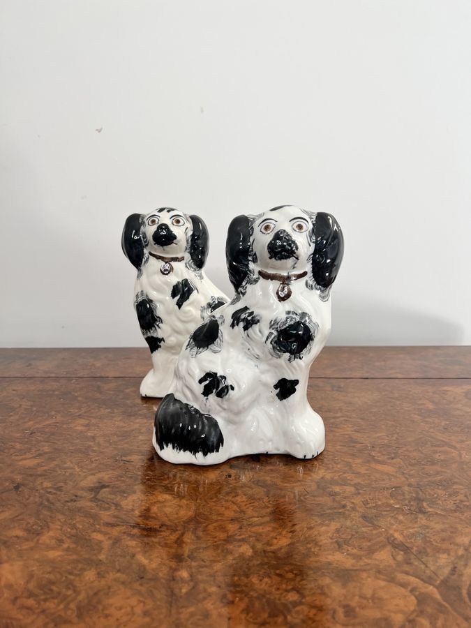 Antique Quality pair of antique Victorian miniature Staffordshire dogs 