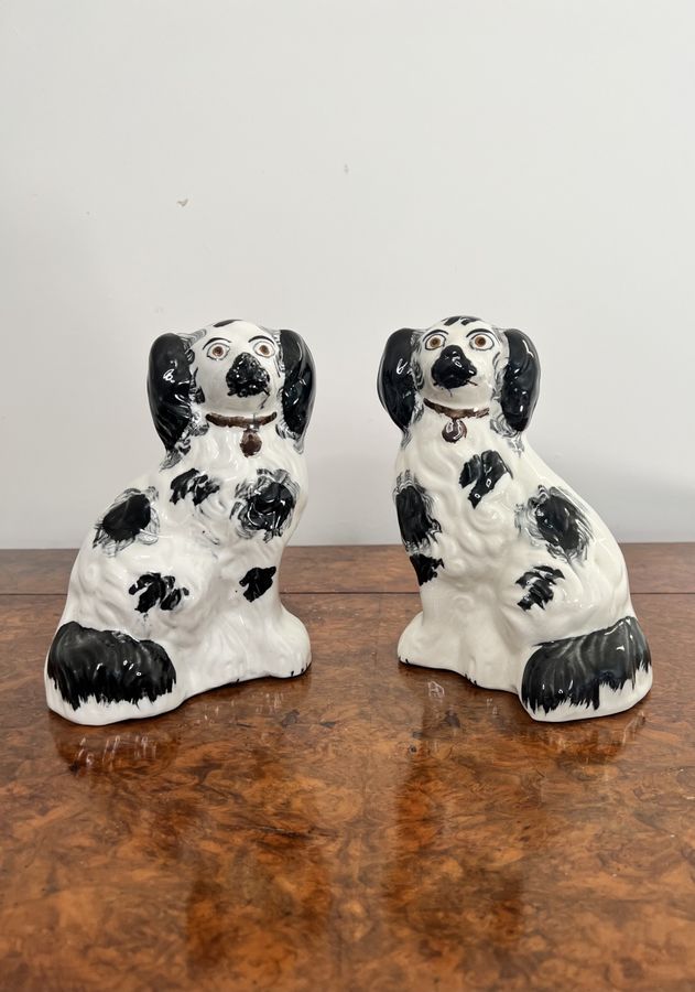 Antique Quality pair of antique Victorian miniature Staffordshire dogs 