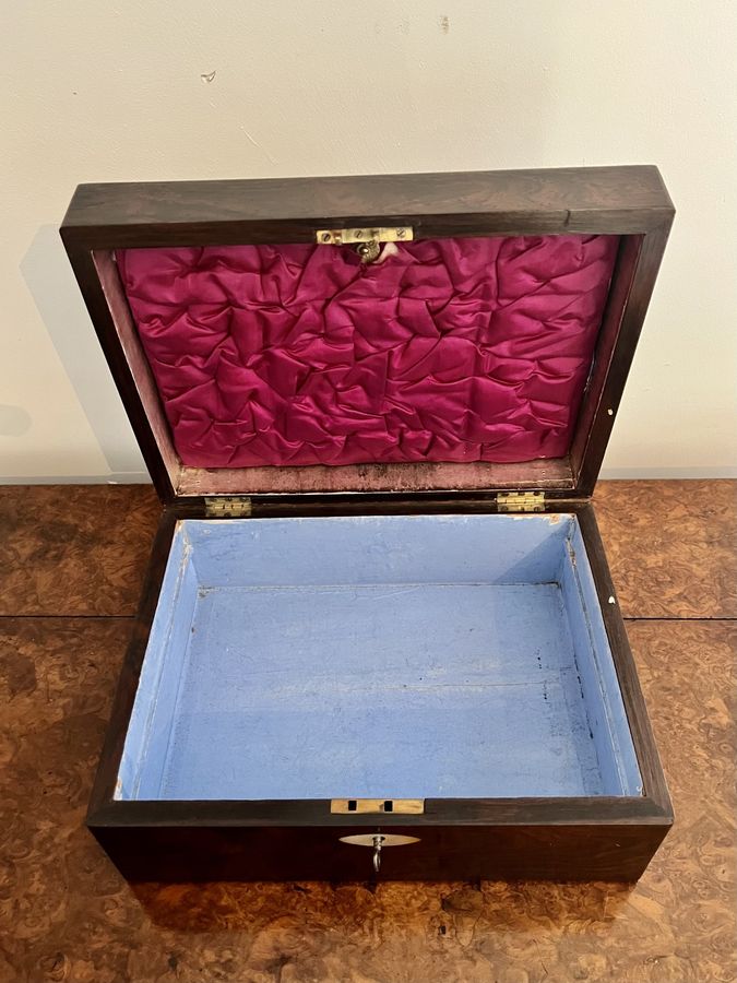 Antique Antique Victorian quality rosewood jewellery box 