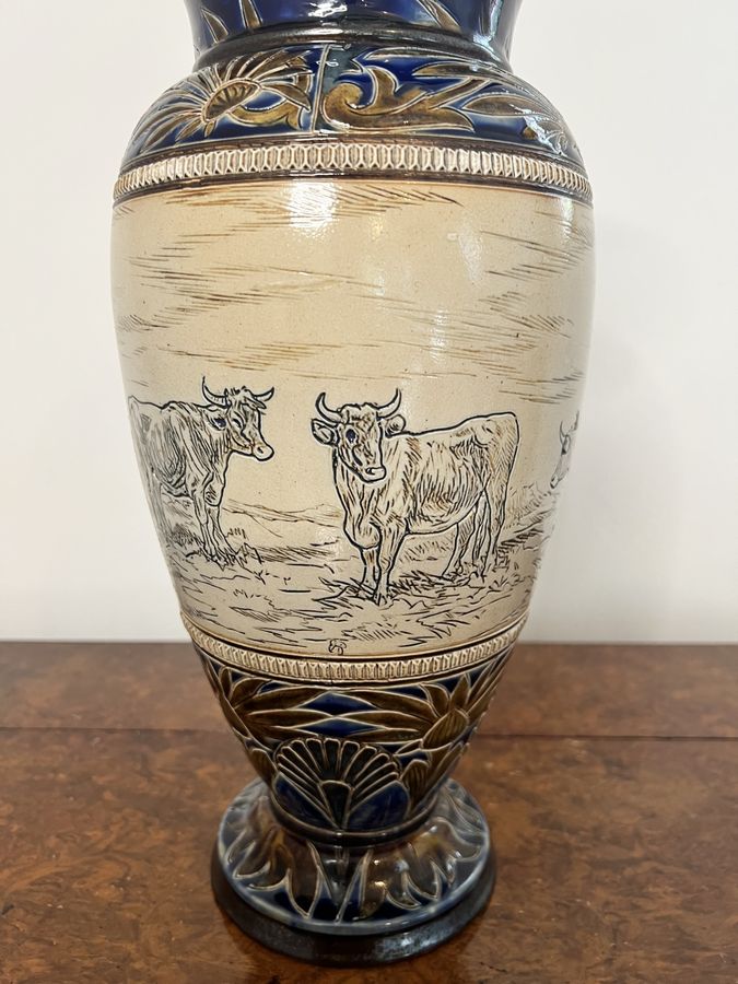 Antique Outstanding quality large antique Doulton Lambeth vase by Hannah Barlow 