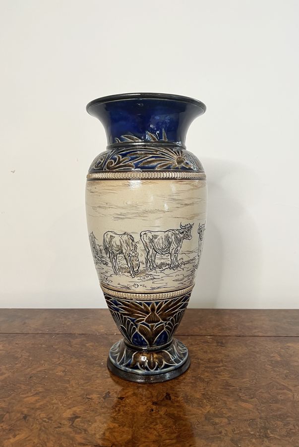 Antique Outstanding quality large antique Doulton Lambeth vase by Hannah Barlow 