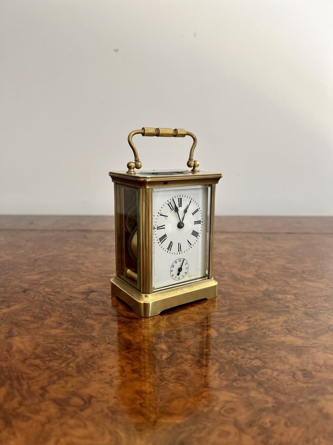 Antique Antique Victorian quality brass carriage clock with an alarm