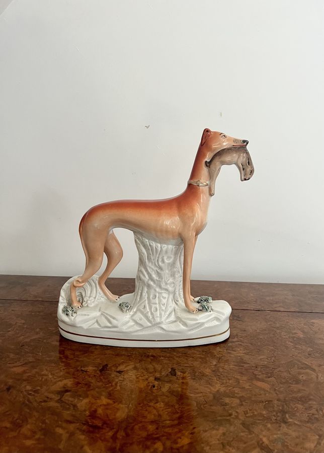 Antique Unusually large antique Victorian staffordshire greyhound 