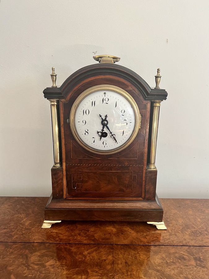 Antique Antique Victorian quality mahogany inlaid bracket clock
