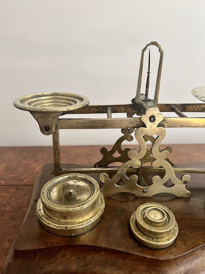 Antique Fantastic set of large antique Victorian postal scales and weights by S.Mordan