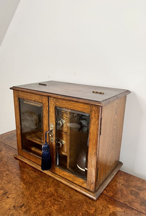 Antique Fantastic quality antique Edwardian oak smokers cabinet 