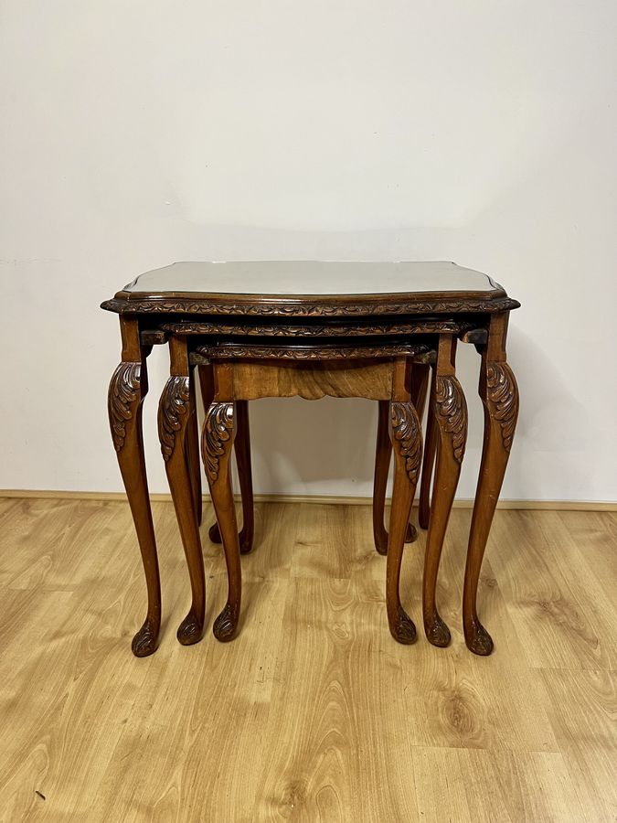 Outstanding quality antique burr walnut nest of three tables