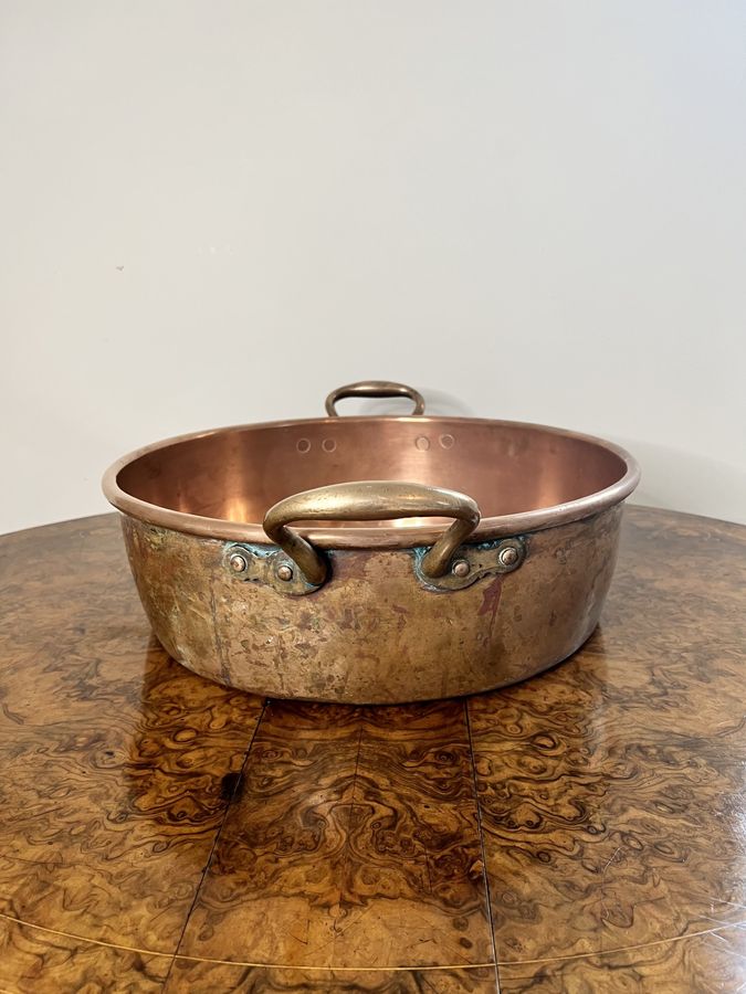 Antique Large quality antique Victorian Hodges & Sons copper pan 