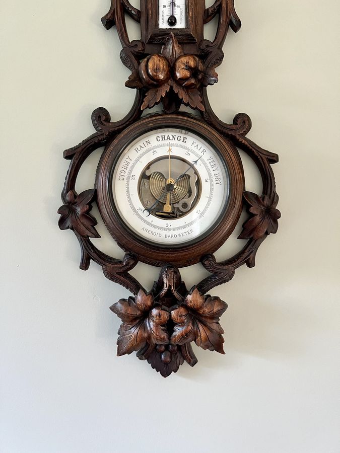 Antique Fantastic quality antique Victorian Black Forest aneroid barometer 