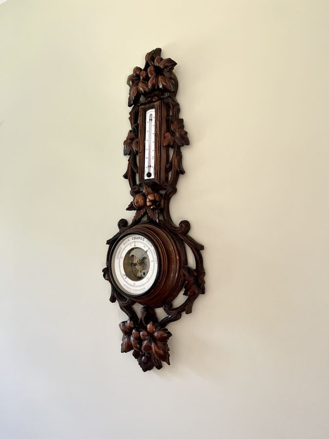 Antique Fantastic quality antique Victorian Black Forest aneroid barometer 